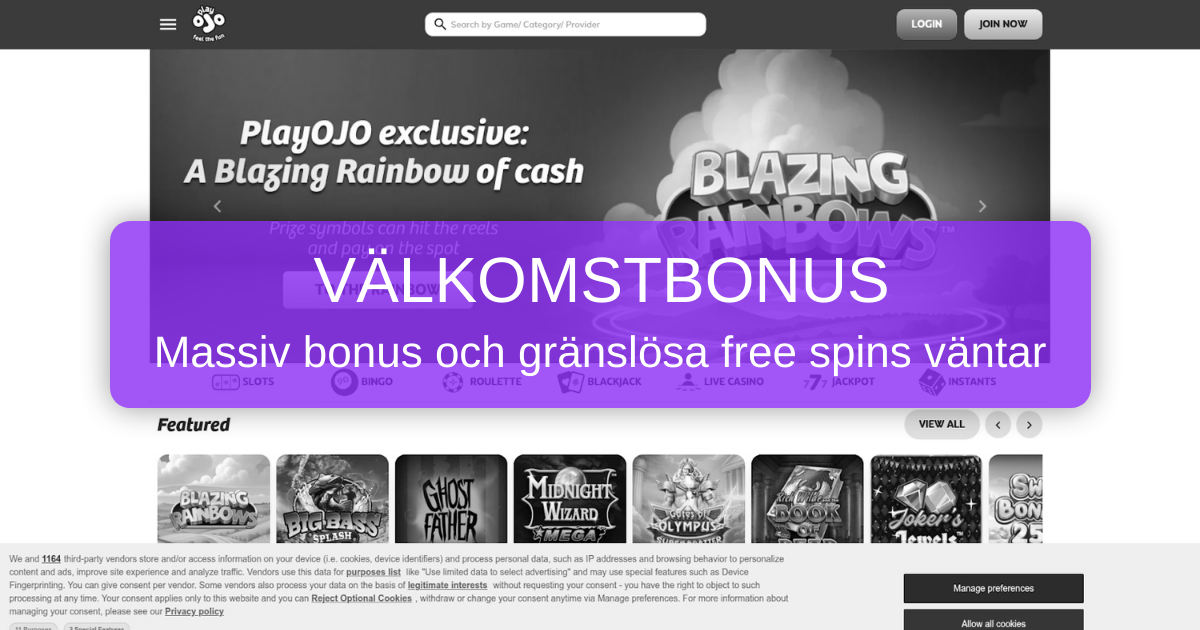 PlayOJO Casino för svenska spelare